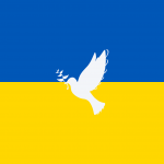 Ukrainische Flagge mit Friedenstaube